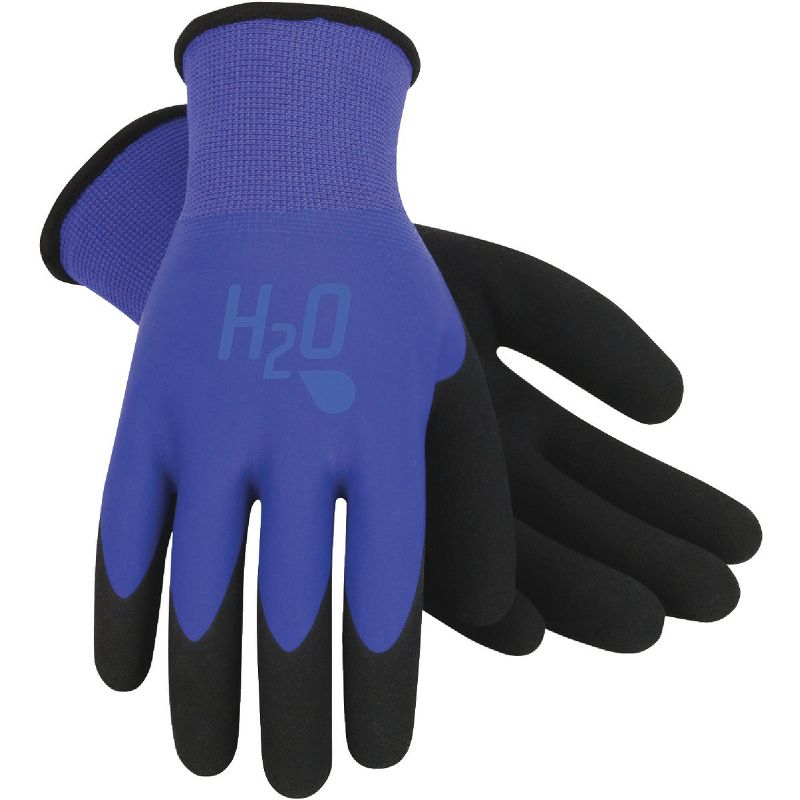 Mud Gloves  H2O Women's Medium Latex Coated Polyester Cobalt Blue Garden Glove SM7186B/M, 1 of 3