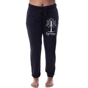 The Lord Of The Rings Womens' Gondor White Tree Sleep Jogger Pajama Pants Black - 1 of 3