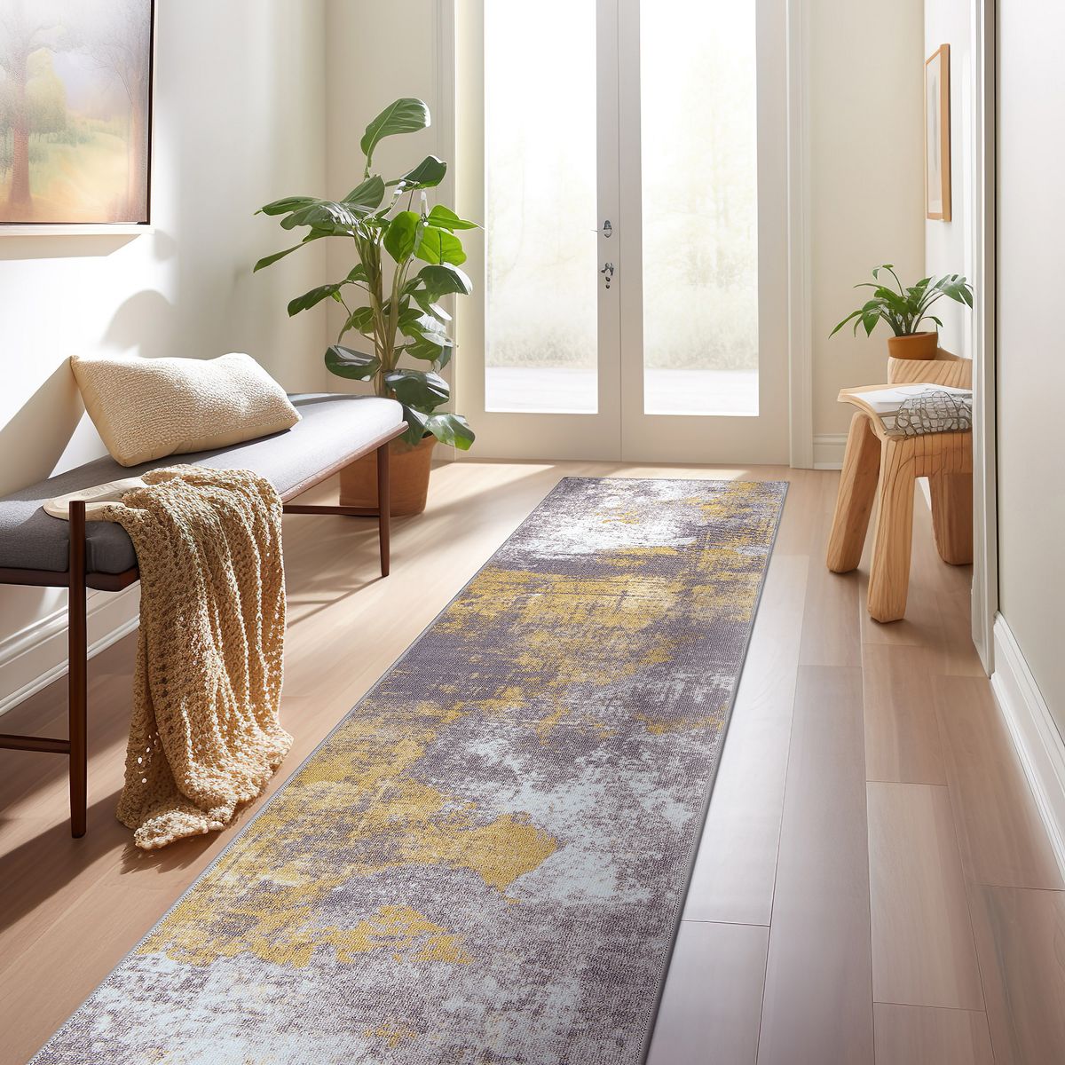 World Rug Gallery Contemporary Distressed Abstract Non Slip Area Rug: Stain & Fade-Resistant, Low Loop Pile - thumbnail 6
