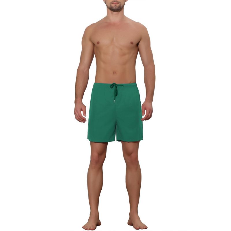 Lars Amadeus Men's Summer Solid Color Elastic Waistband Swim Beach Shorts, 2 of 6