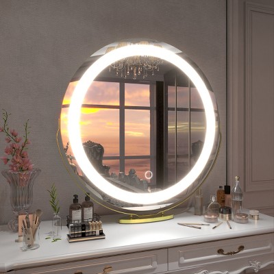 ONWITH 19" Vanity Makeup Mirror with 3 Colors Lights Dimmable LED Mirror