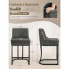 Bar Stools Set of 2, Modern Counter Height Bar Stools with Backrest Faux Leather Double Upholstered Barstools with Metal Frames for Kitchen Island - 3 of 4