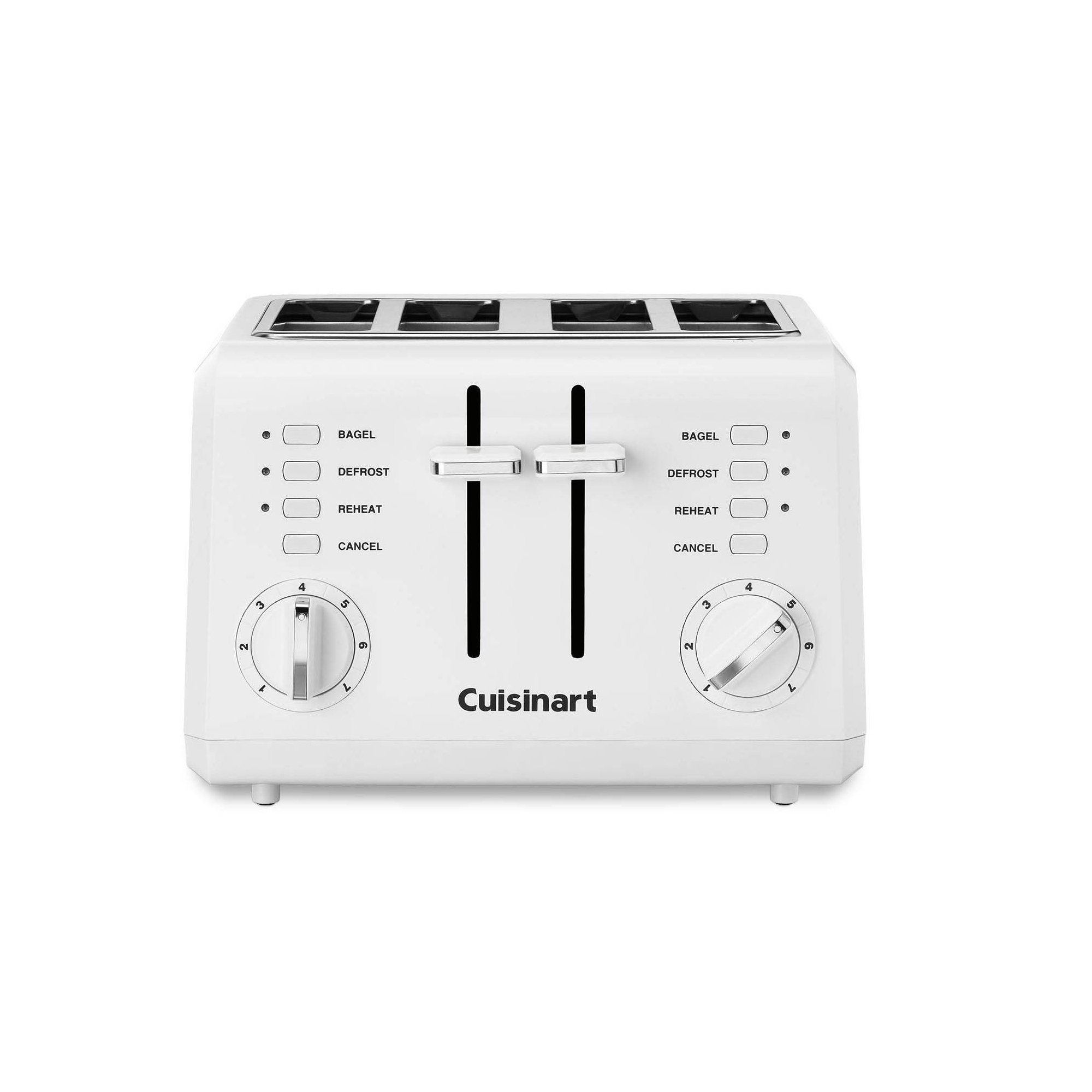 Cuisinart 4 Slice Toaster - White - CPT-142P1: 1800W, Defrost & Reheat, Automatic Shut-Off, Nonslip Base, Plastic Material