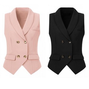 INSPIRE CHIC Women's Lapel Collar Dressy Versatile Racerback Waistcoat Suit Vest 2 Packs - 1 of 4