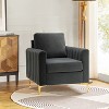 Iapygia Contemporary Tufted Wooden Upholstered Club Chair with Metal Legs  for Bedroom and Living Room Club Chair  | ARTFUL LIVING DESIGN - 3 of 4