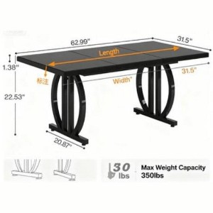 Gulches 63" Executive Desk, Modern Computer Desk with Metal Geometric Base - 1 of 4