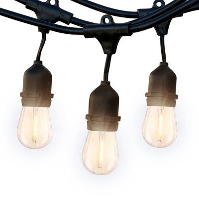 Brightech 7-Bulb LED Ambience Pro 1W 24ft 2700K S14 Indoor Outdoor Plug-in Hanging String Lights Clear Bulb Black Wire