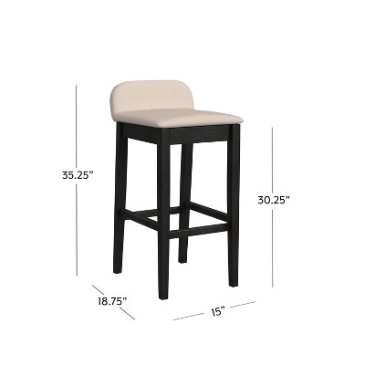 Elegant Maydena Black Wood Bar Height Stool with Beige Accents