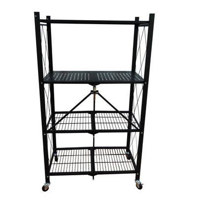 EAGLE PEAK 4-Tier Foldable Greenhouse Shelf, Heavy Duty Metal Storage Rack for Greenhouse Garage Pantry, Black