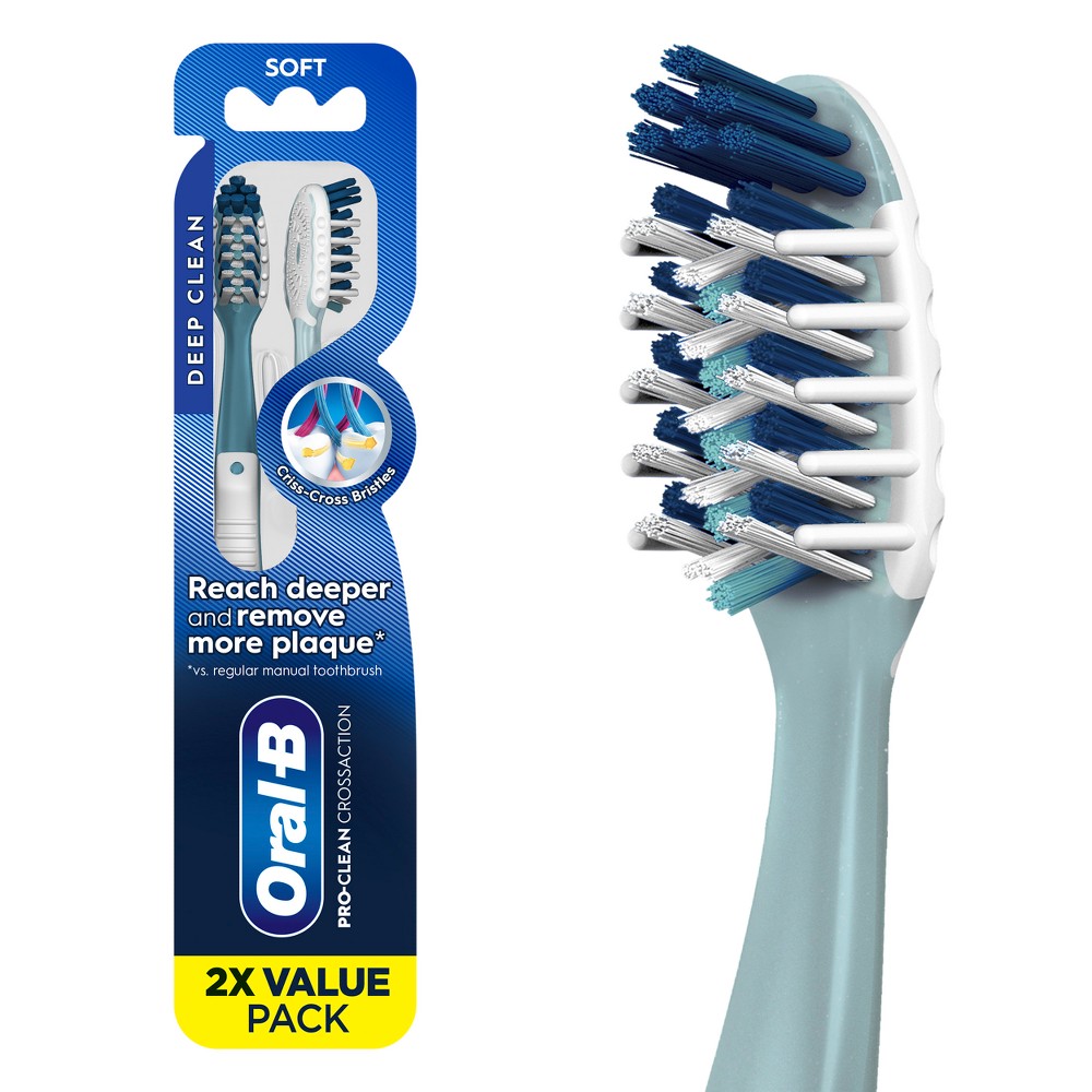 Oral-B CrossAction All In One Toothbrushes, Deep Plaque Removal, Soft - 2ct