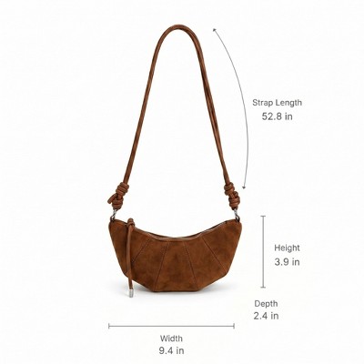 Сумки Alilang Soft Faux Suede Crossbody Shoulder Bag Adjustable Strap Compact Everyday Crescent Purse, Cherry Red — фото 5