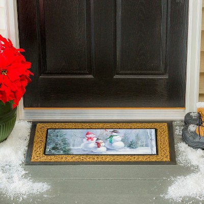 Evergreen Snowman Family Sassafras Indoor Outdoor Switch Doormat 1'10"x10" Multicolored