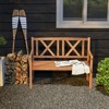 Tangkula 2-Person Acacia Wood Bench Outdoor Slats Loveseat Chair with Armrest Backrest Sturdy Frame 800lbs Load Capacity - 3 of 4