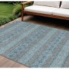 Teal Blue Aqua And Gray Floral Medallion Washable Indoor Outdoor Area Rug - 2 of 4