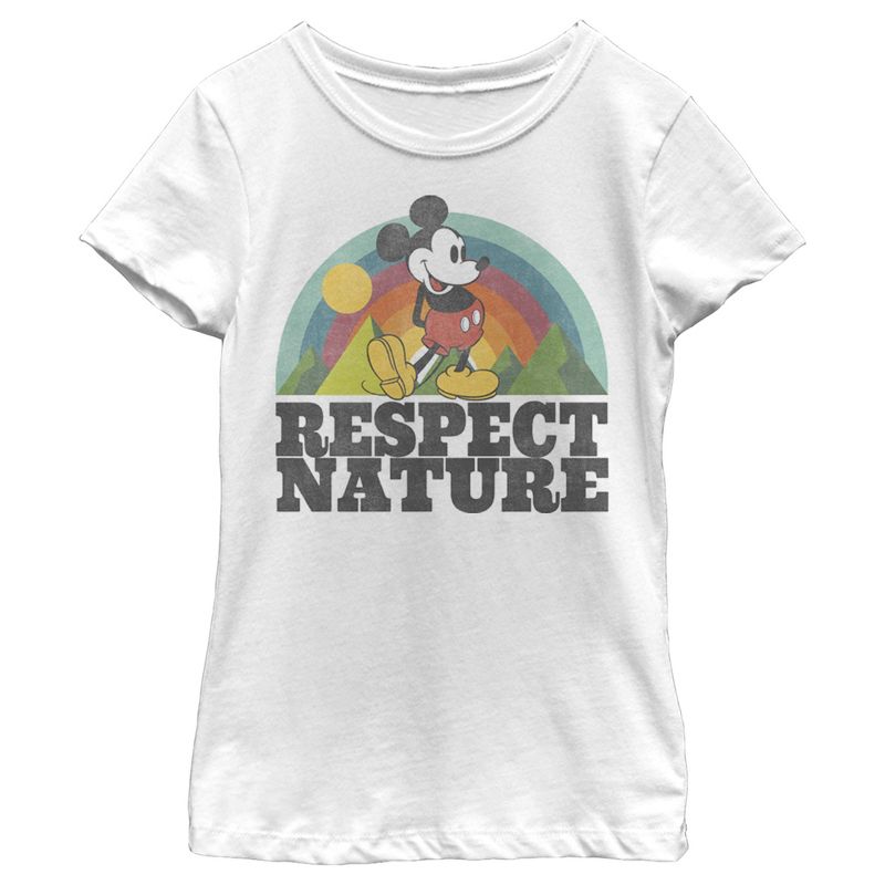 Girl's Disney Mickey Mouse Respect Nature T-Shirt, 1 of 5