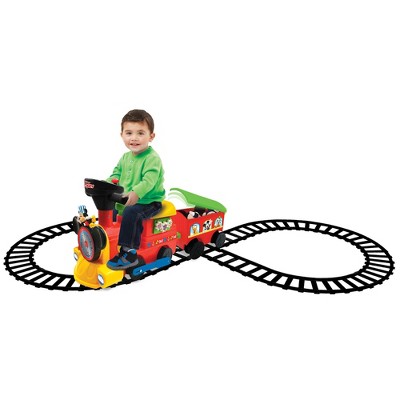 Mickey Mouse Multi-Color Battery-Powered Ride-On Train with Caboose