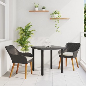 vidaXL 3 Piece Garden Dining Set Black Poly Rattan - 1 of 4