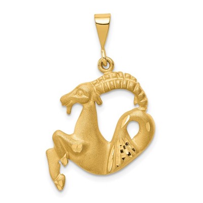 Black Bow Jewelry 14k Yellow Gold Large Capricorn the Goat Zodiac Pendant