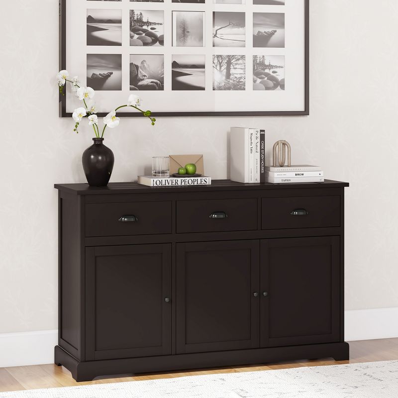 Costway Sideboard Buffet Cabinet Console Table Kitchen Storage Cupboard w/3 Drawers Brown, 2 of 11