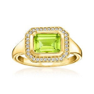 Ross-Simons 1.40 Carat Peridot Ring With .10 ct. t.w. White Topaz in 18kt Gold Over Sterling - 1 of 4