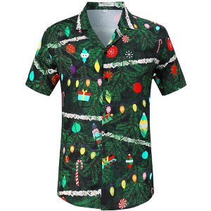 Halloween Men's Floral Print Button-Down Shirt Men's Hawaiian Floral Shirts Tropical Holiday Beach Shirt - 1 of 4