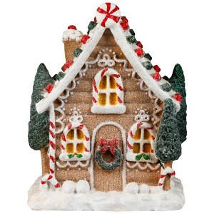 Northlight Snow Covered Gingerbread House with Candy Accents Christmas Decoration - 8" - 1 of 4