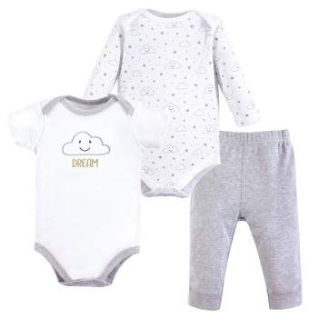 Hudson Baby Infant Unisex Cotton Bodysuit and Pant Set, Gray Clouds