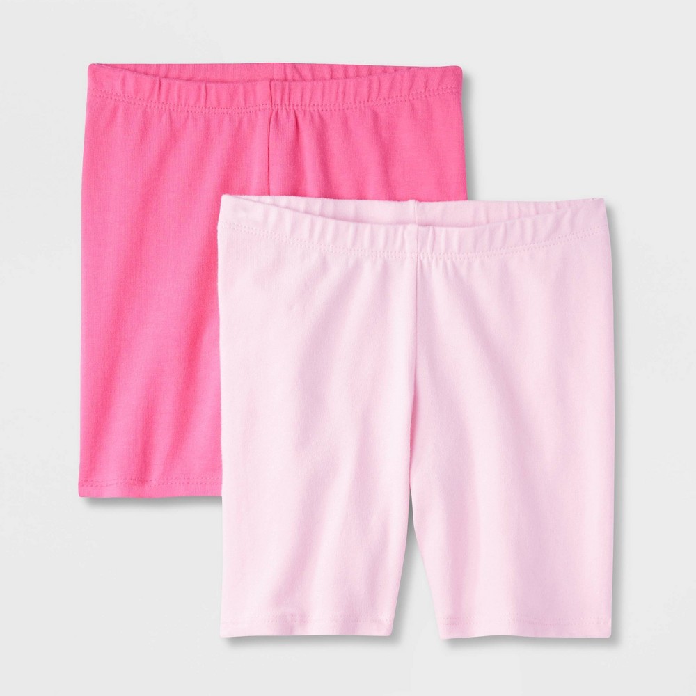 Photos - Cycling Clothing Toddler Girls' 2pk Bike Shorts - Cat & Jack™ Dark Pink/Light Pink 3T: Comf