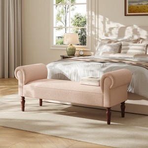 Christopher Knight Home Coral Traditional Teddy Upholstered Bench with Rolled Arms - 1 of 4