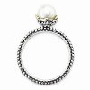 Black Bow Jewelry White FW Cultured Pearl, Sterling Silver & 14k Gold Accent Stack Ring - 2 of 4