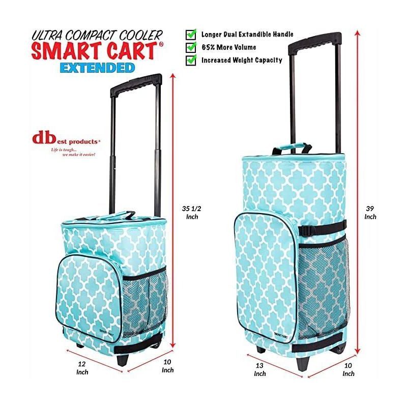 dbest Ultra Compact Smart Cart Cooler Extended Insulated Collapsible Rolling Tailgate BBQ Beach Summer - Moroccan tile, 2 of 7