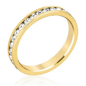 ShineHigh Stylish Stackable Swarovski Crystal Gold Rings – Multiple Color Variants – 18k Plated Band – Channel Set Eternity Design – Classic Ring - 1 of 1