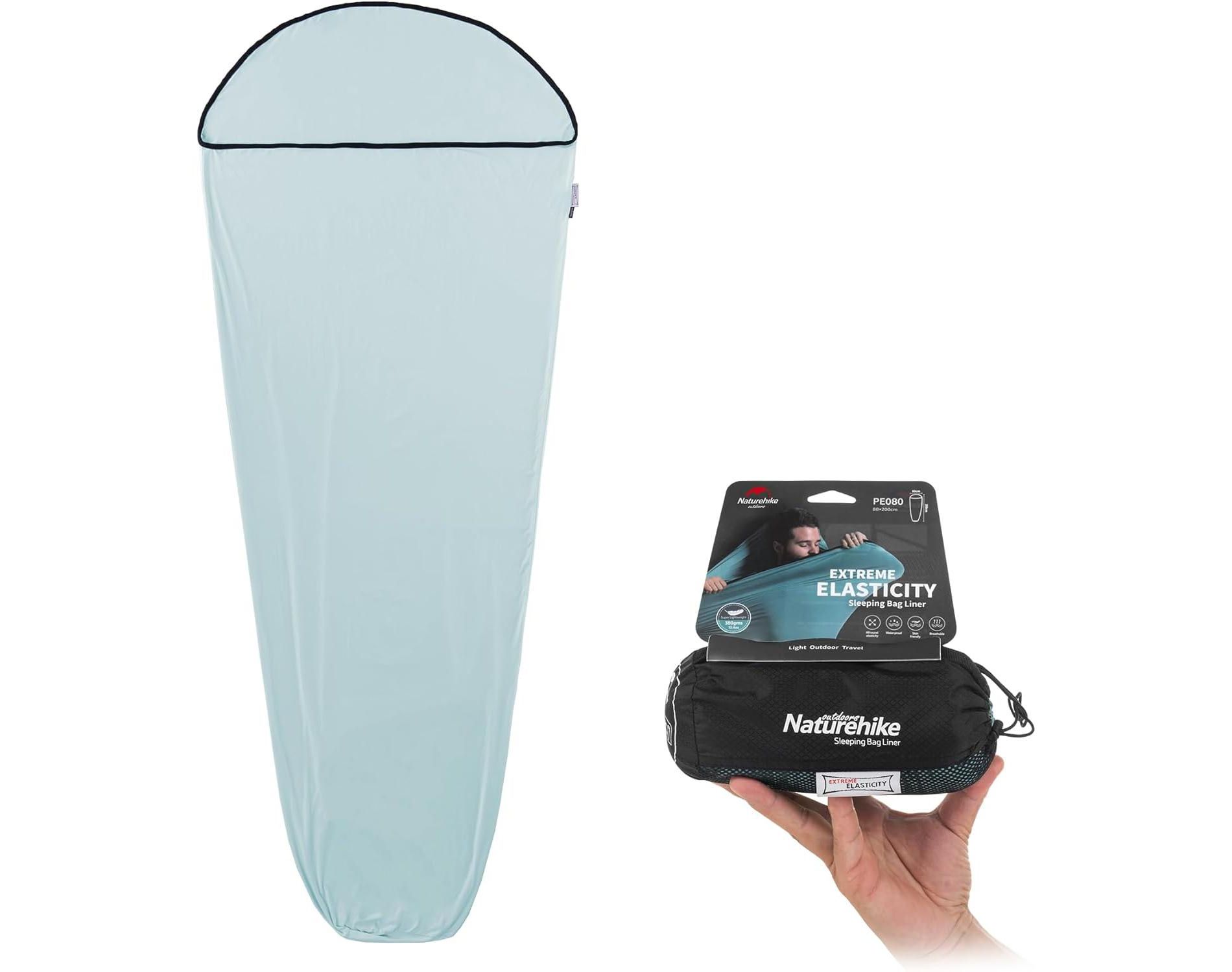 Naturehike Hut Sleeping Bag Ultralight Sleeping Bag Liner only 390g High Elasticity Travel Sleeping Bag with Small Pack Size for Backpacking, Blue