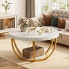 Gulches 2-Tier Round Coffee Table with Storage Shelf, 31.6" Wood Top & 18.3" Bottom Shelf, Sturdy Metal Legs, Multi-Functional - 2 of 4
