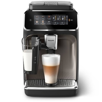 Philips 3300 LatteGo Fully Automatic Espresso Machine with Milk Frother Black: Ceramic Grinder, 60oz Capacity, Dishwasher-Safe