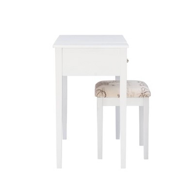 White Vanity Desk with Butterfly Print Bench