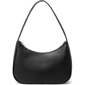 Attop Shoulder Bags for Women, Cute Hobo Tote Handbag Mini Clutch Purse with Zipper Closure Black - 1 of 4