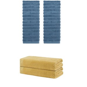 REGALWOVEN Bathroom Gym SPA Cotton Soft Absorbent Bath Hands Towel Set 2 Pcs - 1 of 4