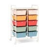 Gymax Stylish and Functional Organizer Cart Metal Frame Spacious Storage Easy Mobility Versatile Design Hot Pink/Macaron/Pink/Rainbow - 2 of 4