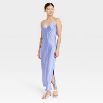 Wild Fable Women's Size Medium Bra Cup Satin Slip Dress - New Aqua Blue