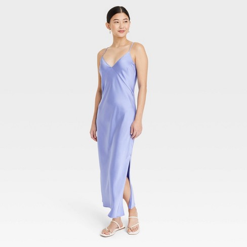 Women's Midi Slip Dress - A New Day™ Blue XS