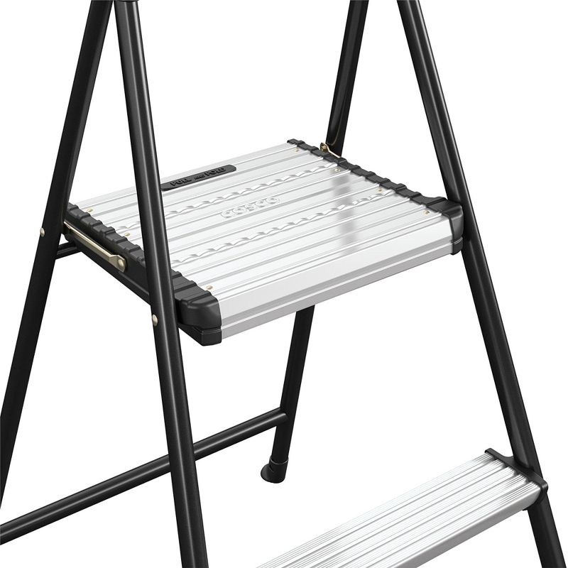 COSCO 2-Step Aluminum Folding Step Stool with Rubber Hand Grip (Black), 3 of 5