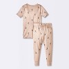 Toddler 2pc Short Sleeve Smooth Jersey Stars and Moon Pajama Set - Cloud Island™ Brown - 2 of 4