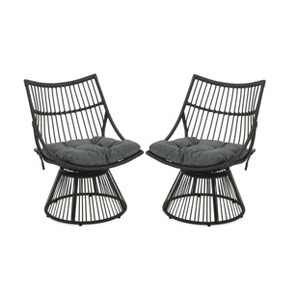 Christopher Knight Home Caryl Outdoor Wicker Lounge Chair with Cushions, Set of 2 - 1 of 4