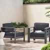 GDFStudio Cape Coral Outdoor Aluminum Club Chairs with Optional Sunbrella Cushions (Set of 2), Dark Gray - 2 of 4