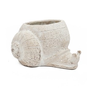 Chery Life Decorative Sand and Cement Snail Planter with Textured Beige Finish - 1 of 4