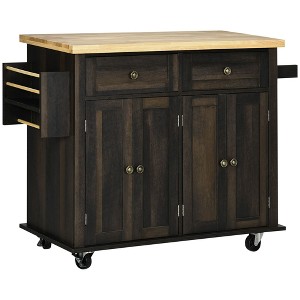 NicBex 2 Drawer Rolling Kitchen Island Cart with 2-Door Cabinet and Knobs,Kitchen Island with Spice Rack and Towel Bar,Island Table for Kitchen - 1 of 4