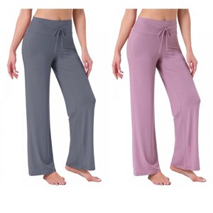 INSPIRE CHIC Women's 2 Pcs Pajama Pants Wide-Leg Casual Lounge Yoga Drawstring Bottoms - 1 of 4