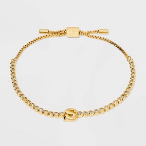 SUGARFIX by BaubleBar Crystal Initial Chain Bracelet - Gold - 1 of 4