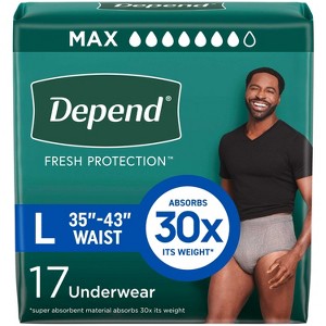 Depend Fresh Protection Adult Incontinence Disposable Underwear for Men - Maximum Absorbency - Gray - 1 of 4